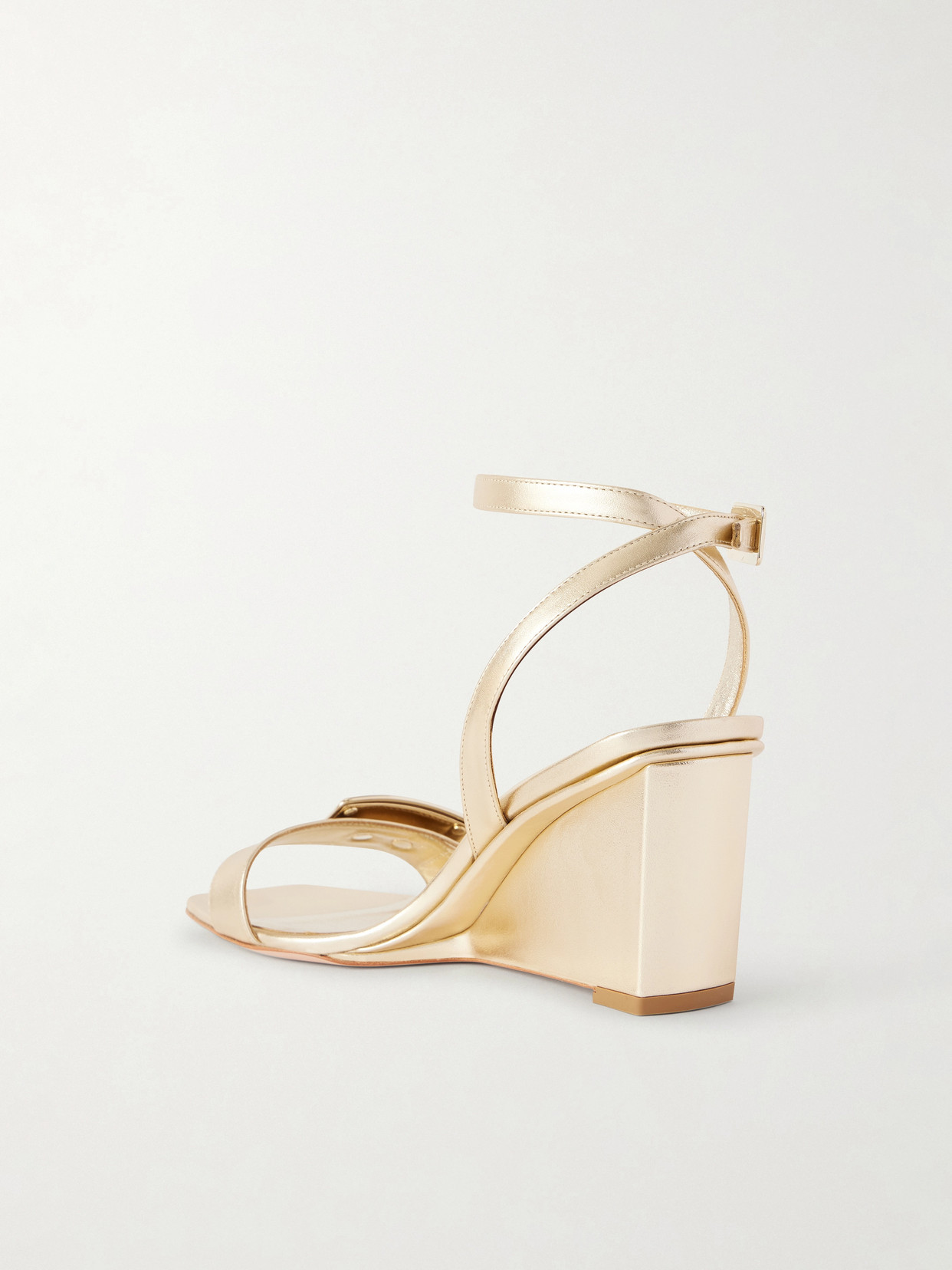 Roger Vivier Belle Vivier 60 Metallic Leather Wedge Sandals In White