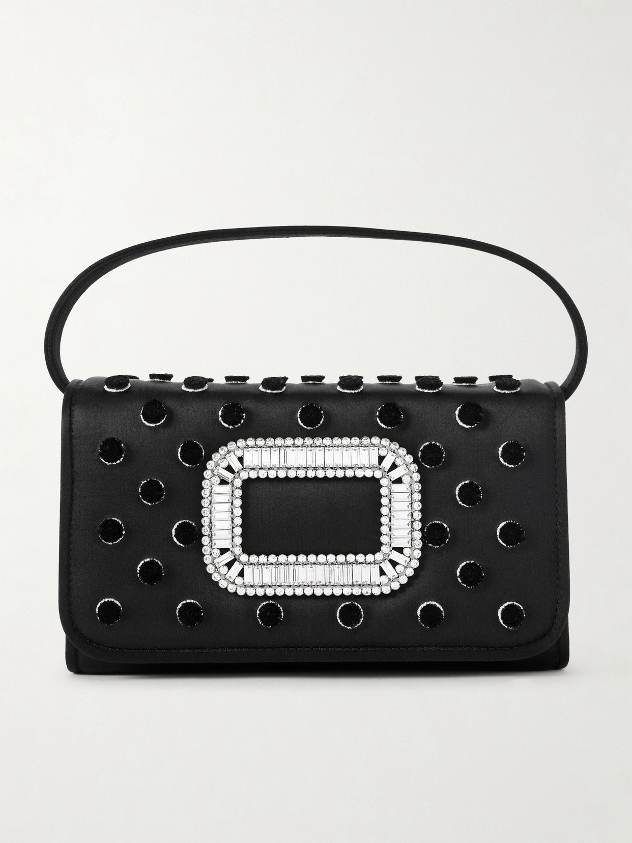 Roger Vivier Pilgrim Buckle-embellished Satin Clutch In Purple