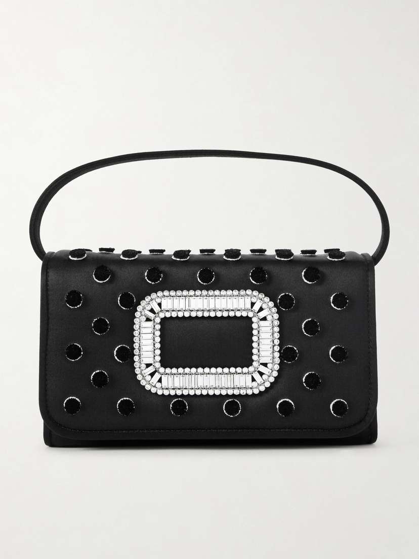 Roger Vivier Pilgrim Buckle-embellished Satin Clutch