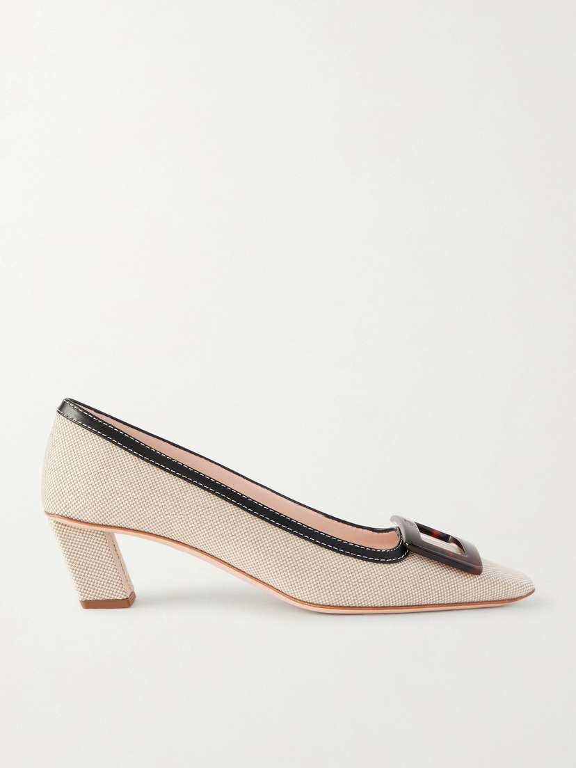 Roger Vivier Belle Vivier 45 Leather-trimmed Canvas Pumps