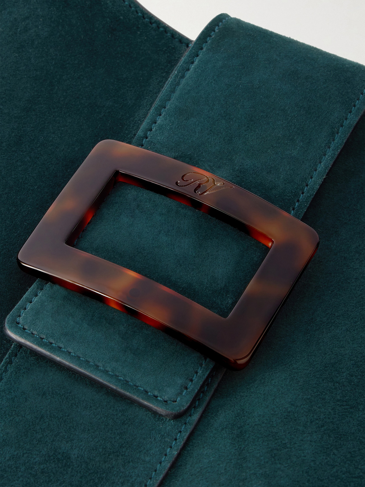 Roger Vivier Belle Vivier Medium Buckled Suede Tote In Purple