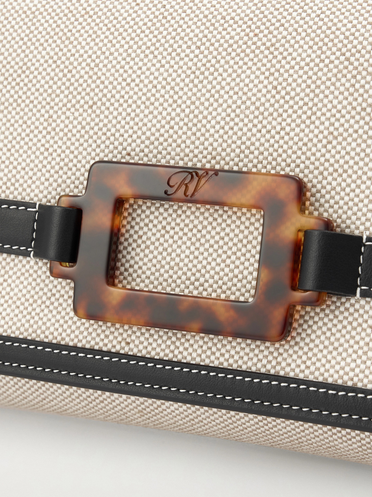 Roger Vivier Belle Vivier Buckled Canvas Clutch In Pink