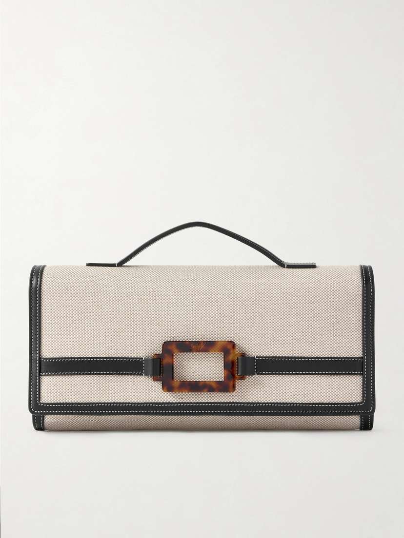 Roger Vivier Belle Vivier Buckled Canvas Clutch