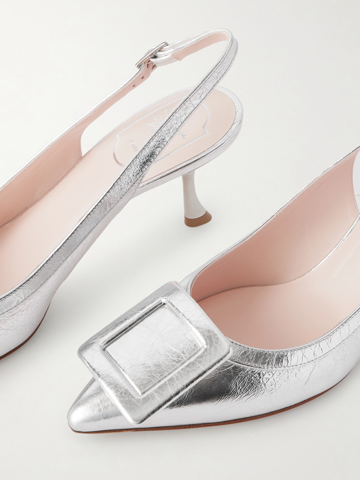 Viv In The City 65 Metallic Textured-Leather Slingback