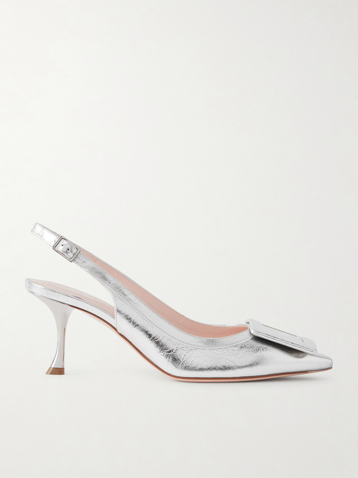 Viv In The City 65 Metallic Textured-Leather Slingback