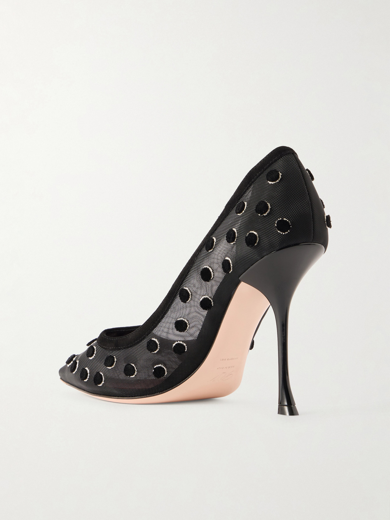 I Love Vivier 100 Suede-Trimmed Flocked Pumps