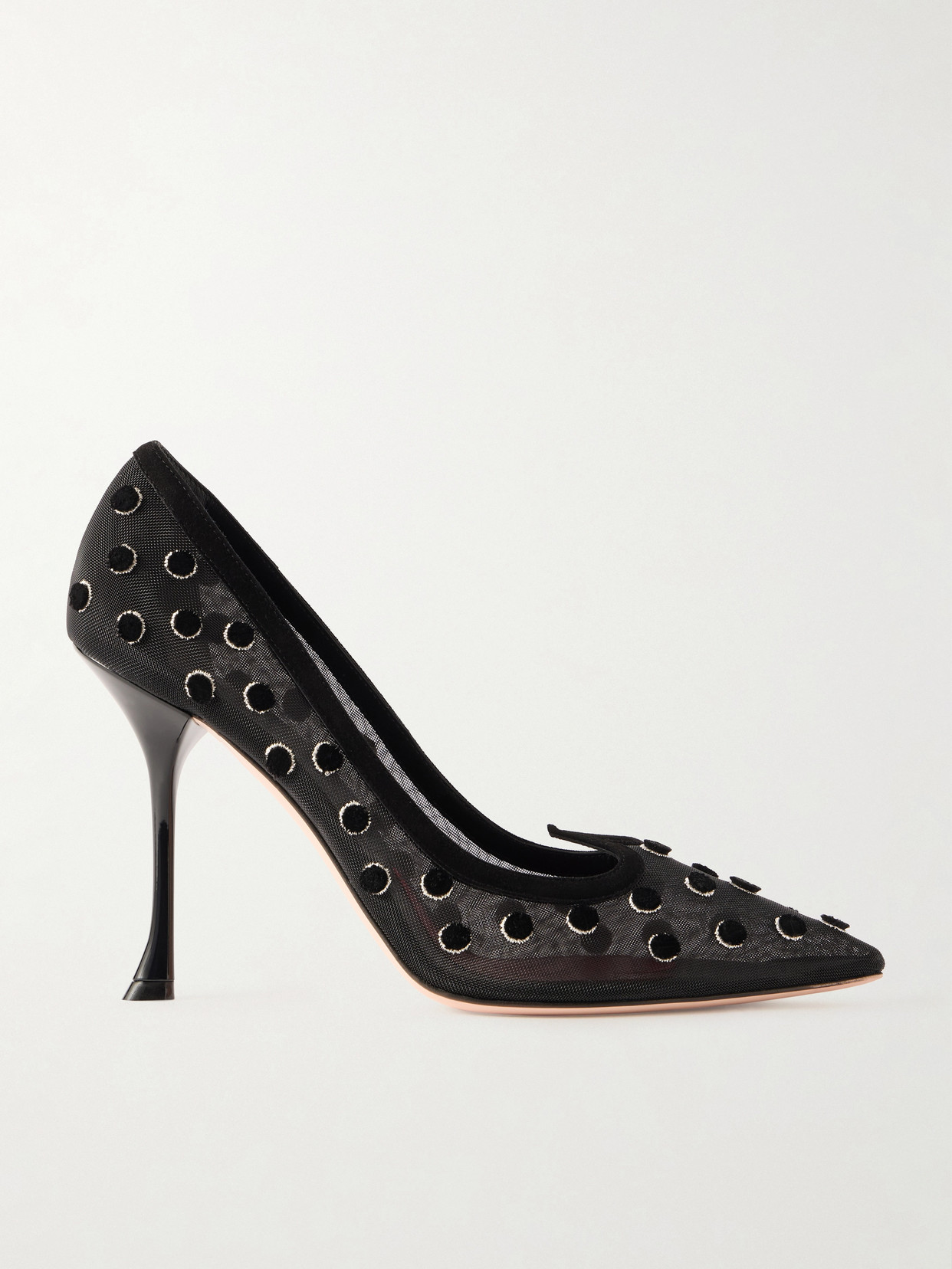 I Love Vivier 100 Suede-Trimmed Flocked Pumps