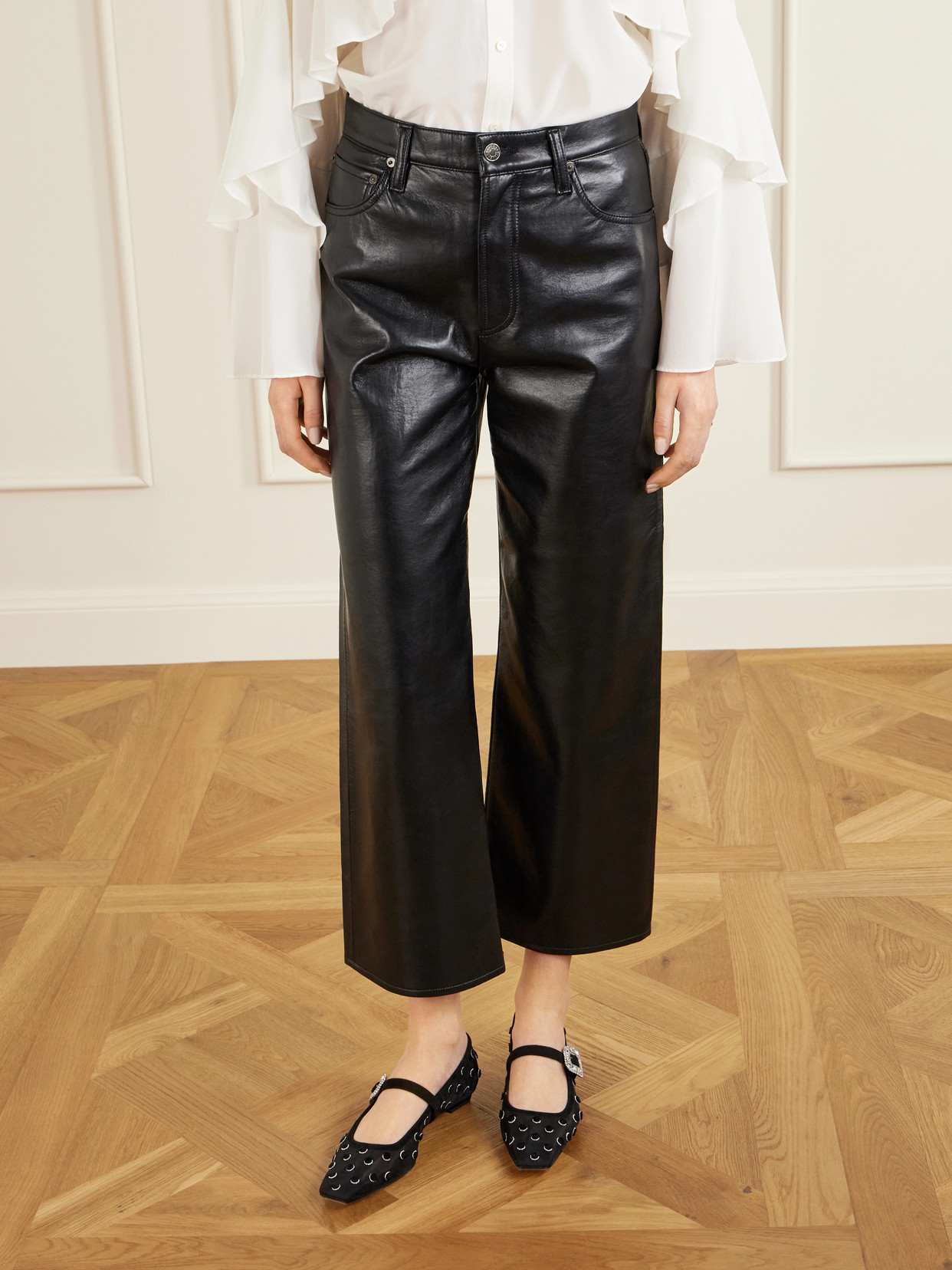 Roger Vivier Belle Vivier 25 Embellished Flocked Mesh Mary Jane Ballet Flats In Black