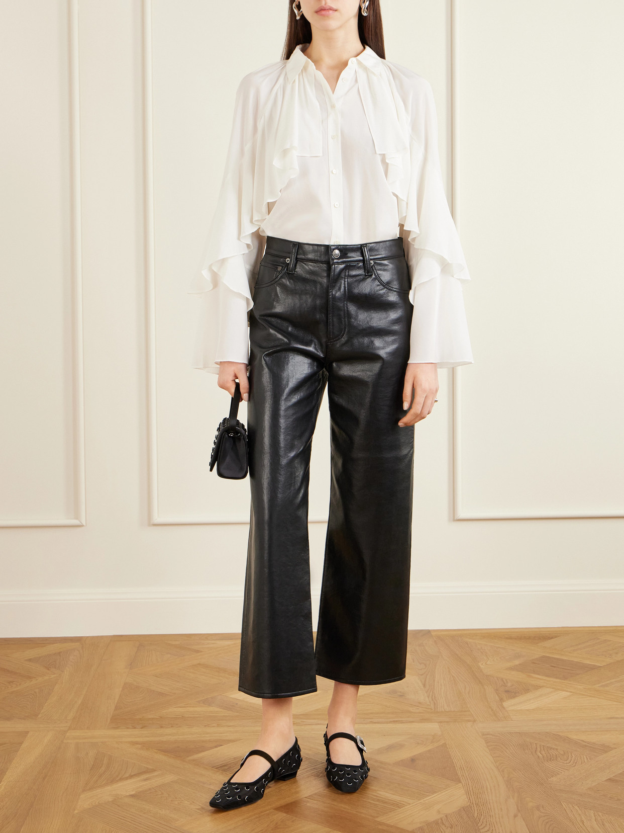 Roger Vivier Belle Vivier 25 Embellished Flocked Mesh Mary Jane Ballet Flats In Black