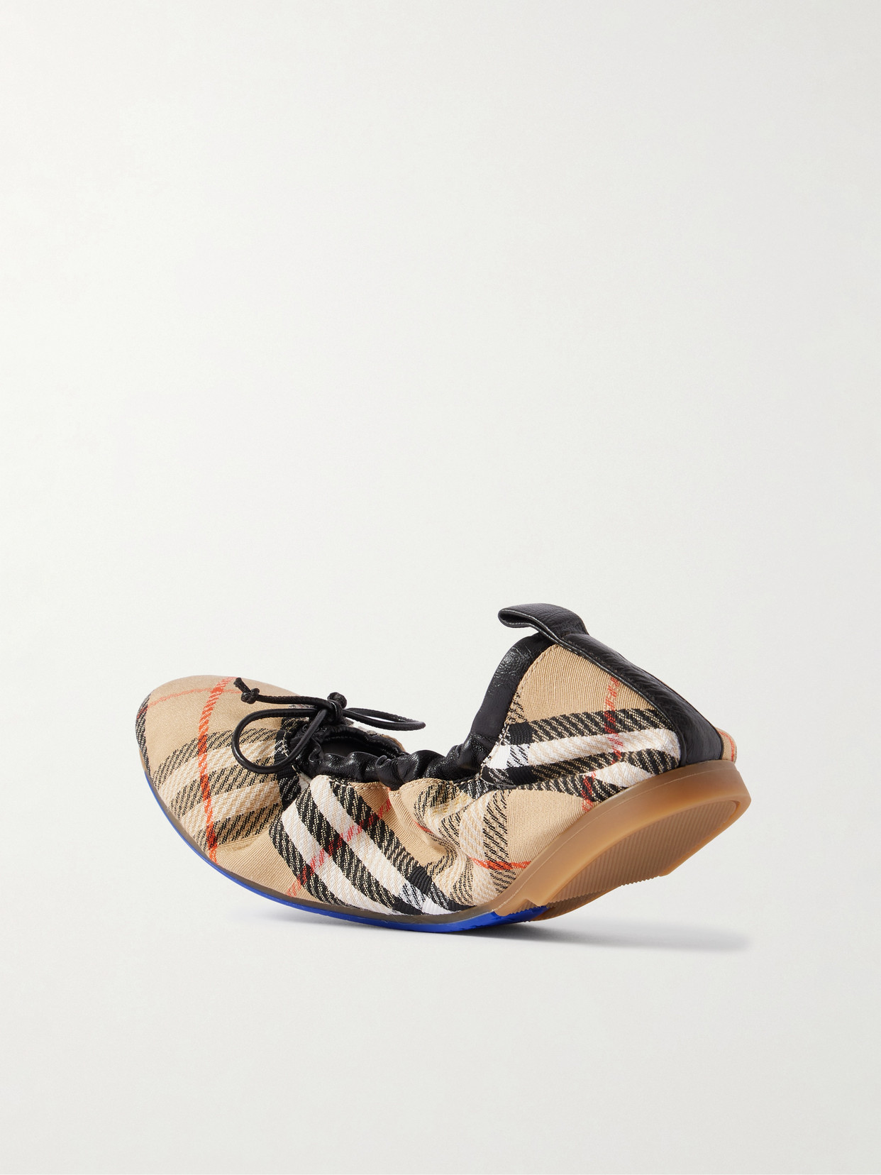 Burberry Women Fawn Ballerinas With Traditional Check Motif In Multi
