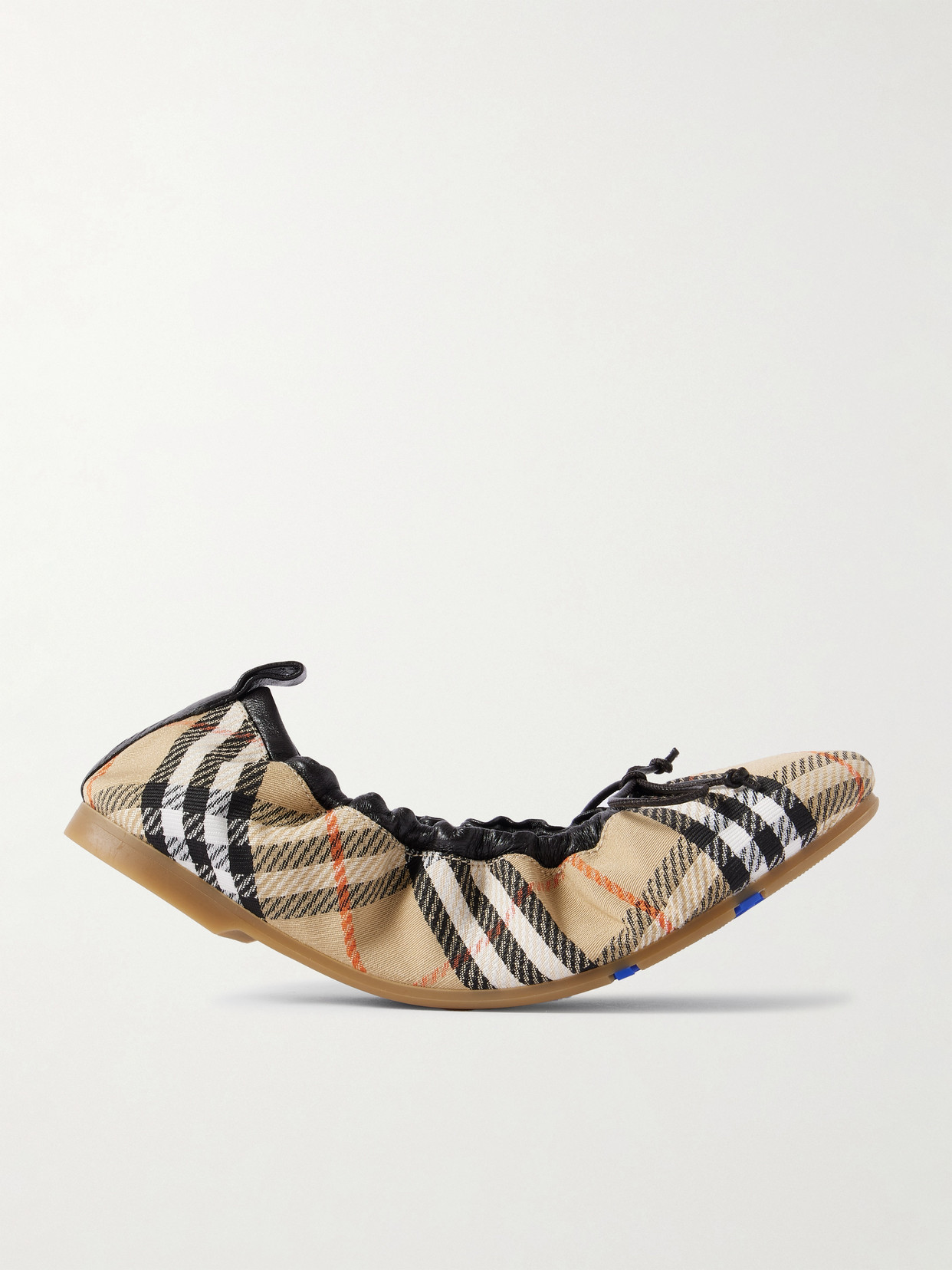Burberry Women Fawn Ballerinas With Traditional Check Motif In Multi