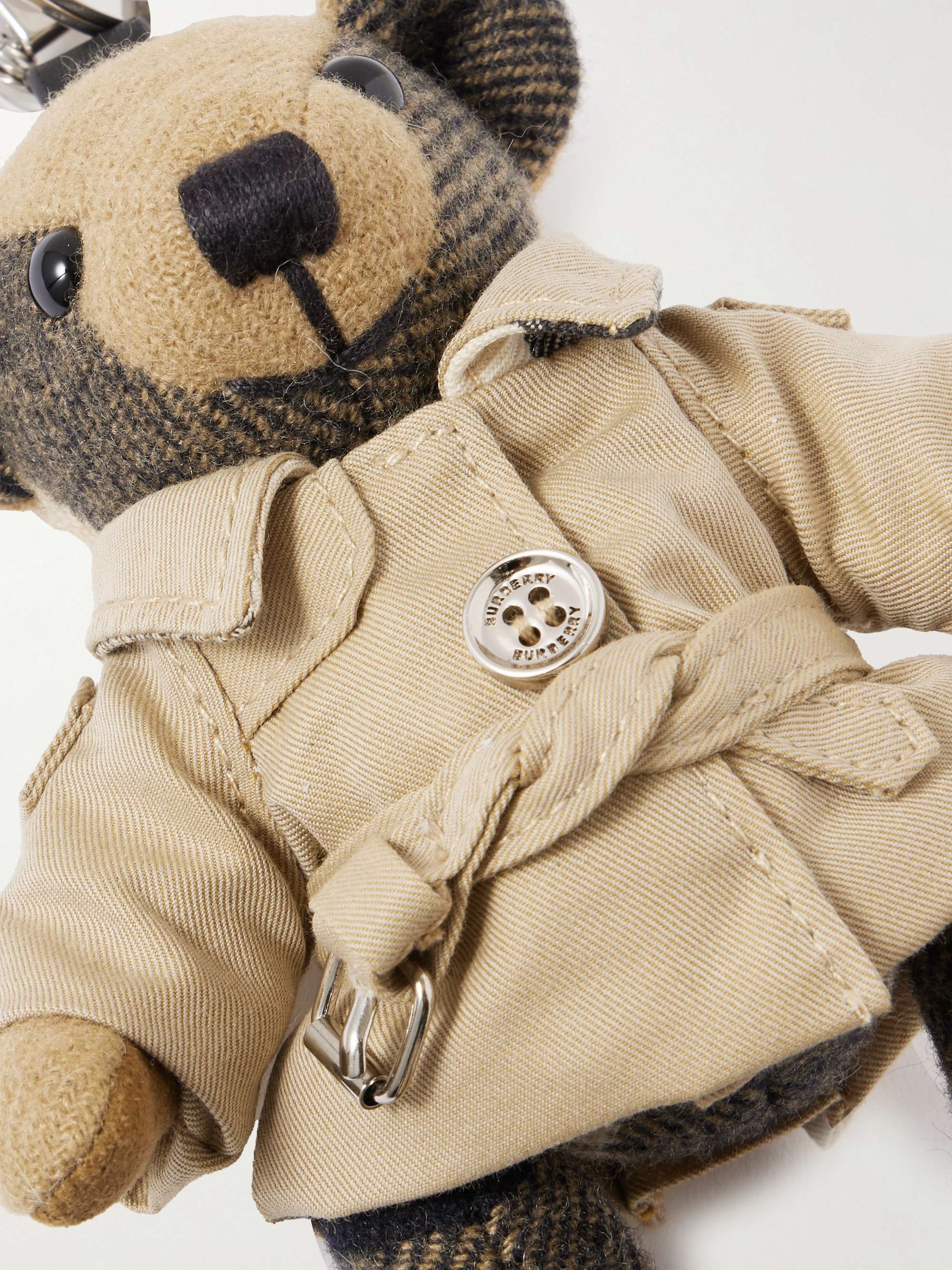 BURBERRY Silver-tone, cotton-gabardine and cashmere charm | NET-A