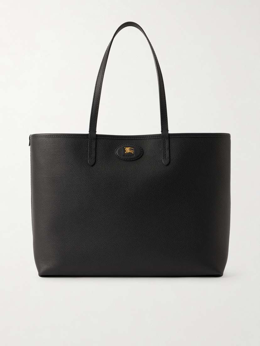 Burberry Reversible Leather And Checked Canvas Tote