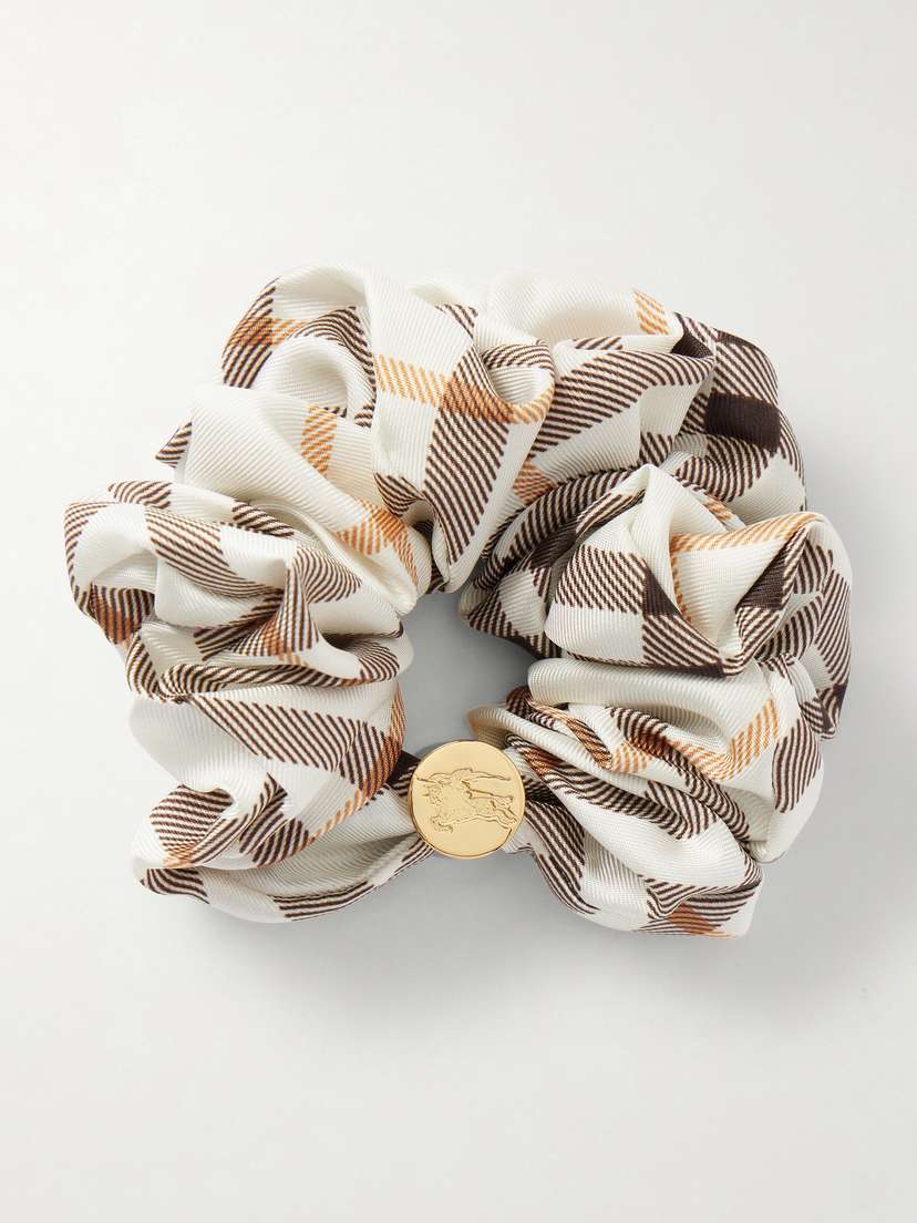Burberry Embellished Checked Silk-twill Scrunchie