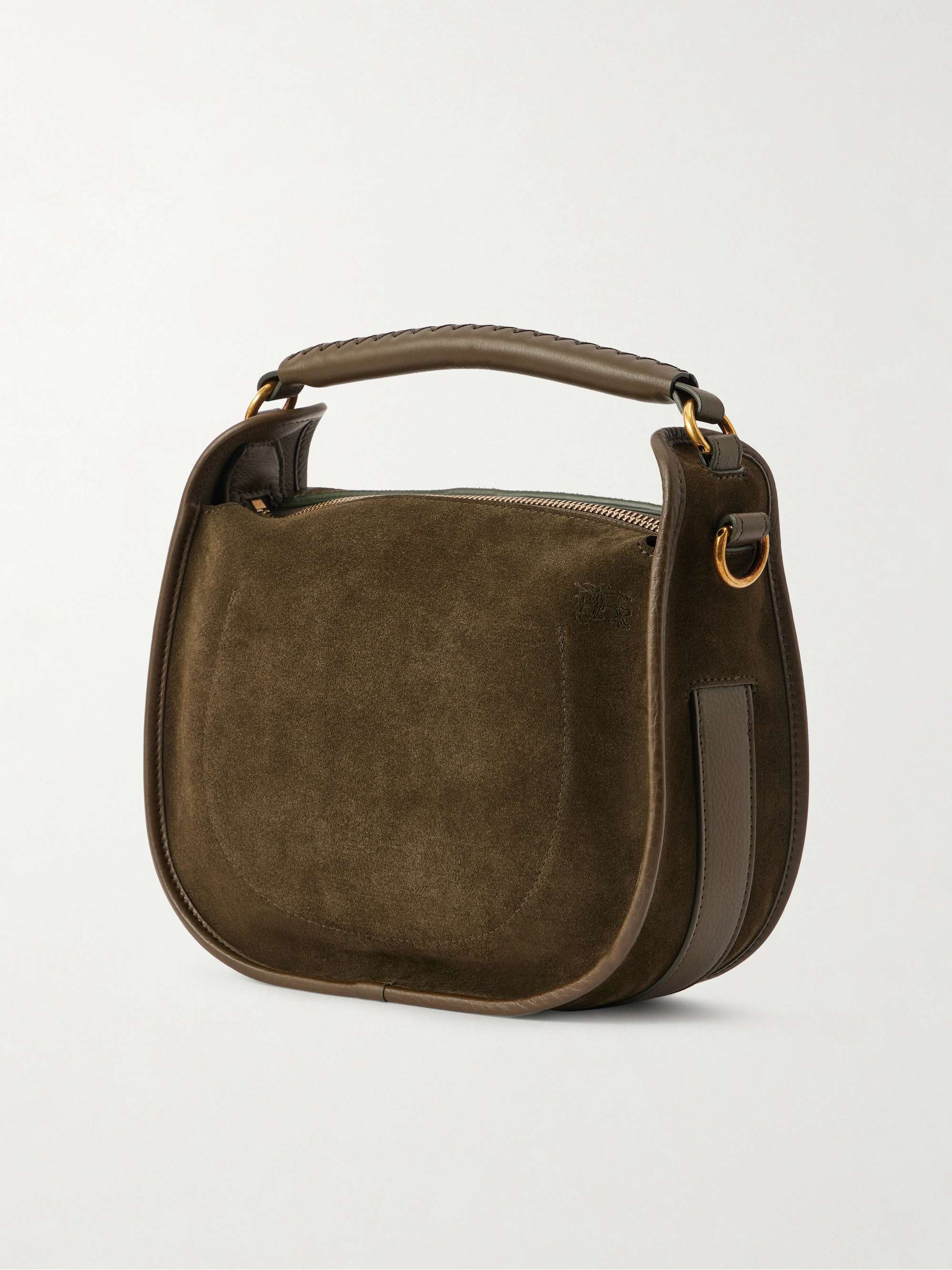BURBERRY Leather-trimmed suede shoulder bag | NET-A-PORTER