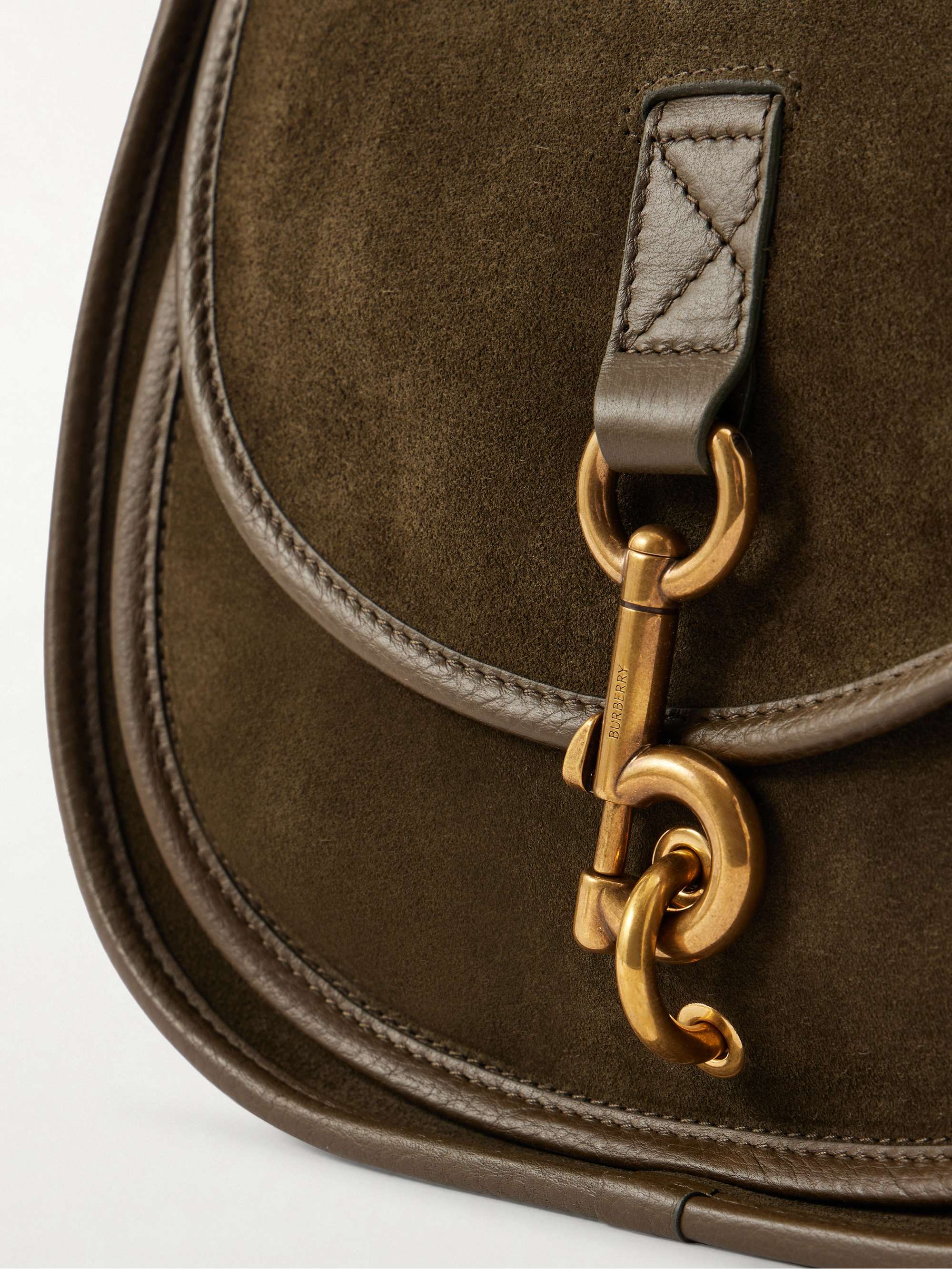 BURBERRY Leather-trimmed suede shoulder bag | NET-A-PORTER