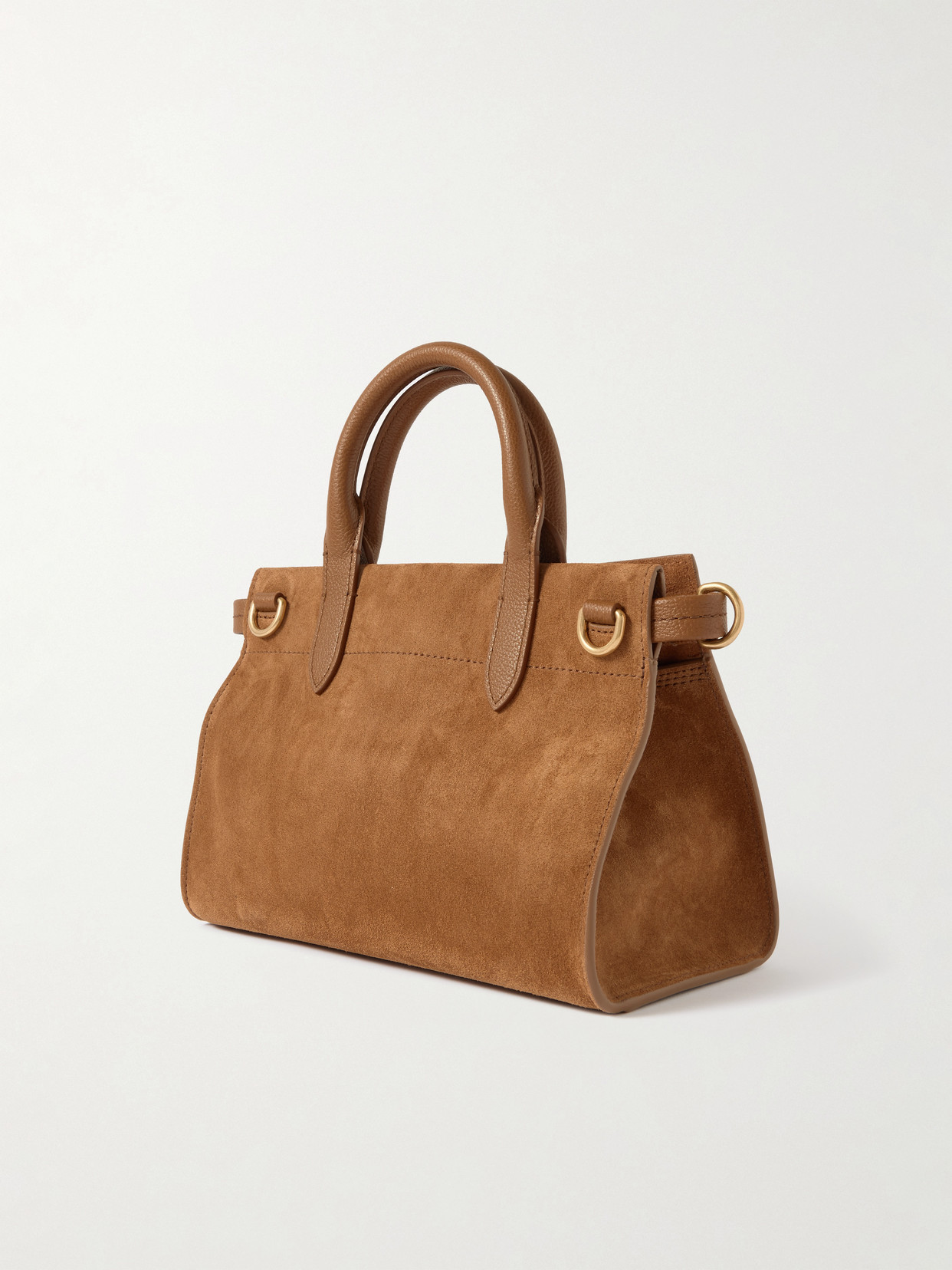 Leather-Trimmed Suede Tote