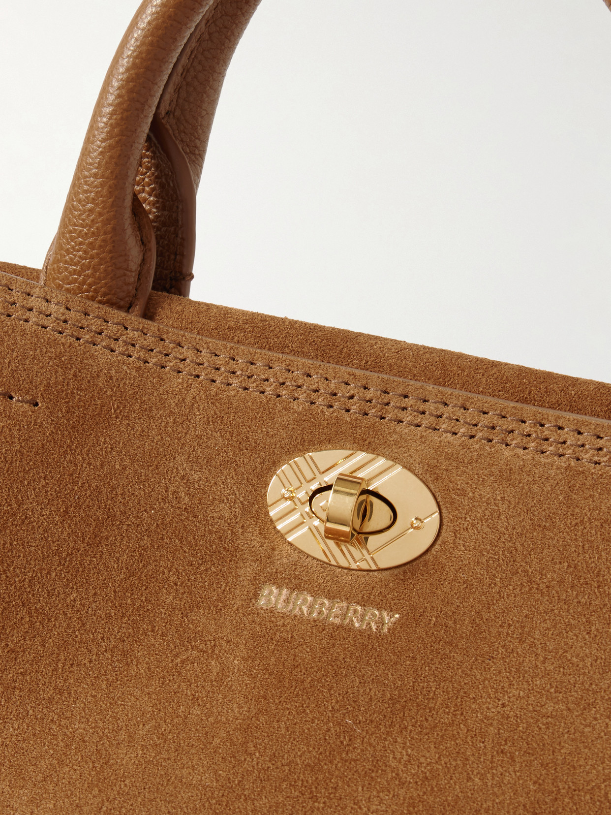 Leather-Trimmed Suede Tote