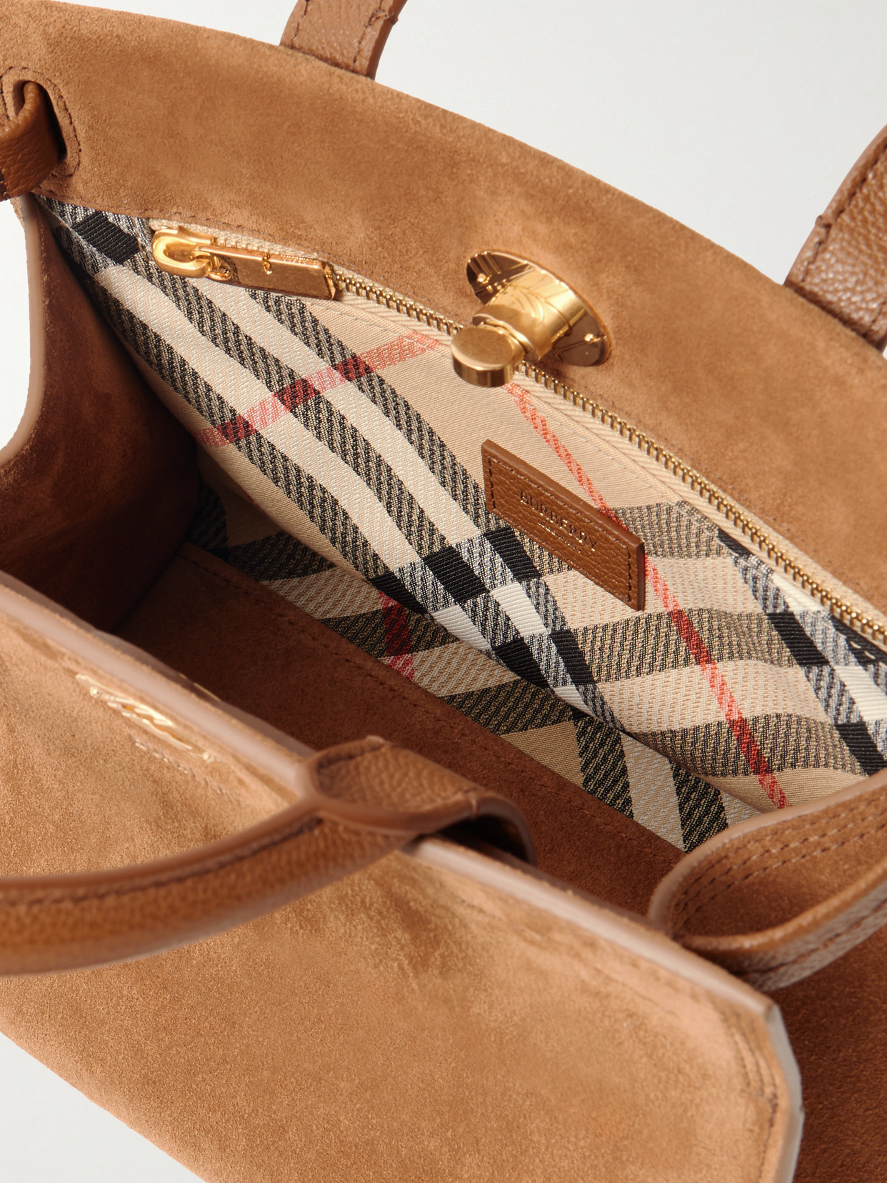 Leather-Trimmed Suede Tote