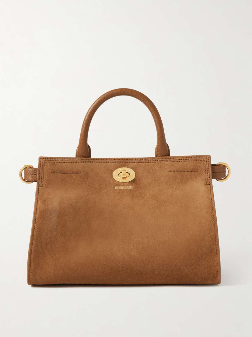 Burberry Leather-trimmed Suede Tote