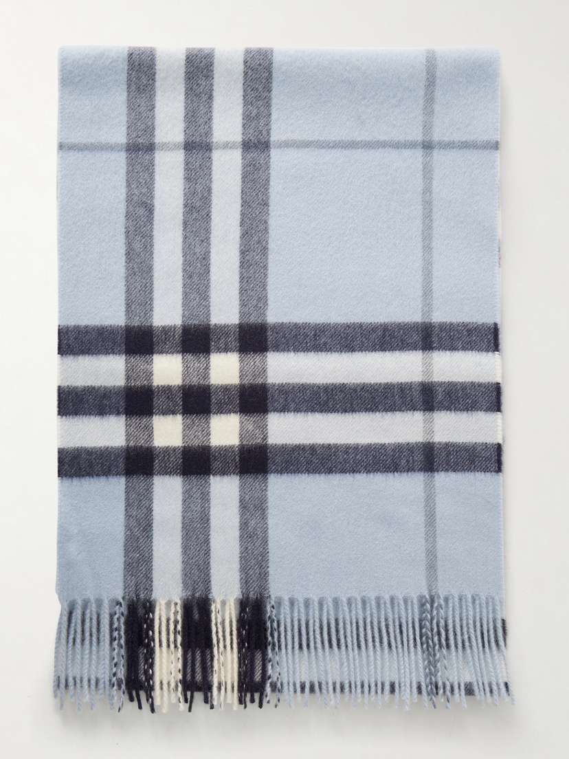 Burberry Fringed Checked Cashmere Scarf