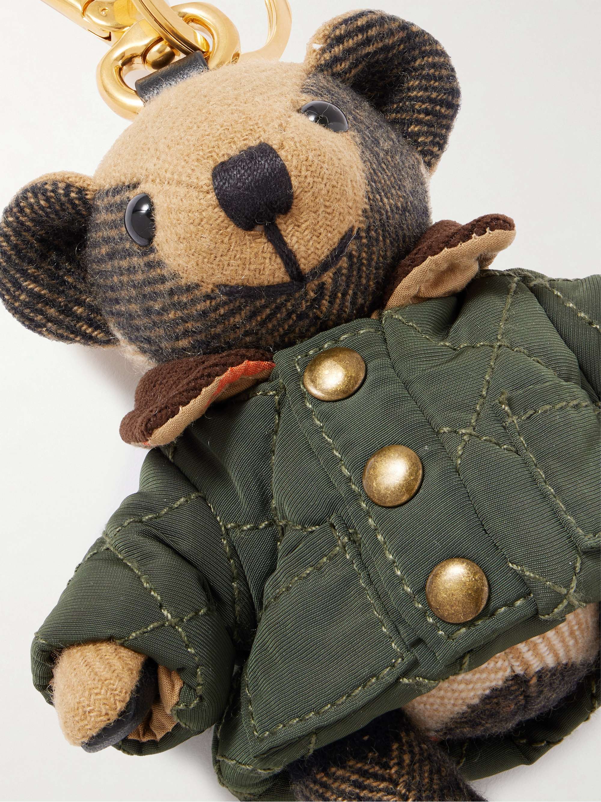 Burberry クマ　ブローチ ゴールド　グリーン BURBERRY Gold-tone shell and cashmere keychain | NET-A-PORTER