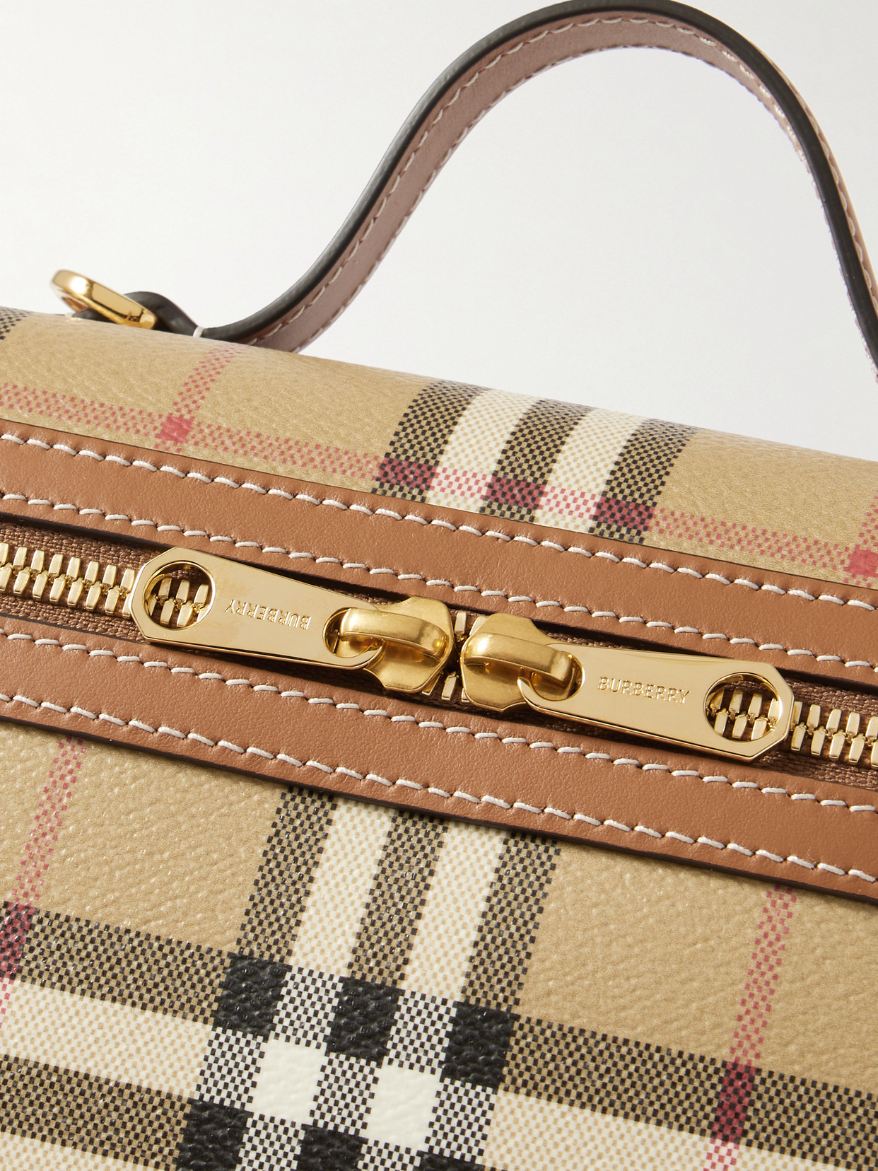 Burberry Women Beige Crossbody Bag With Adjutable And Removable Shoulder Strap And All-over Check Mo In Brown