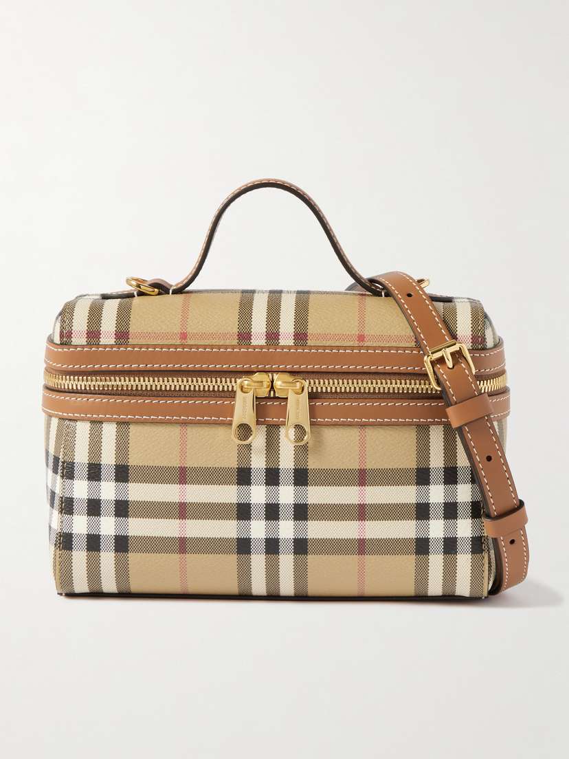 Burberry Leather-trimmed Checked Vanity Bag
