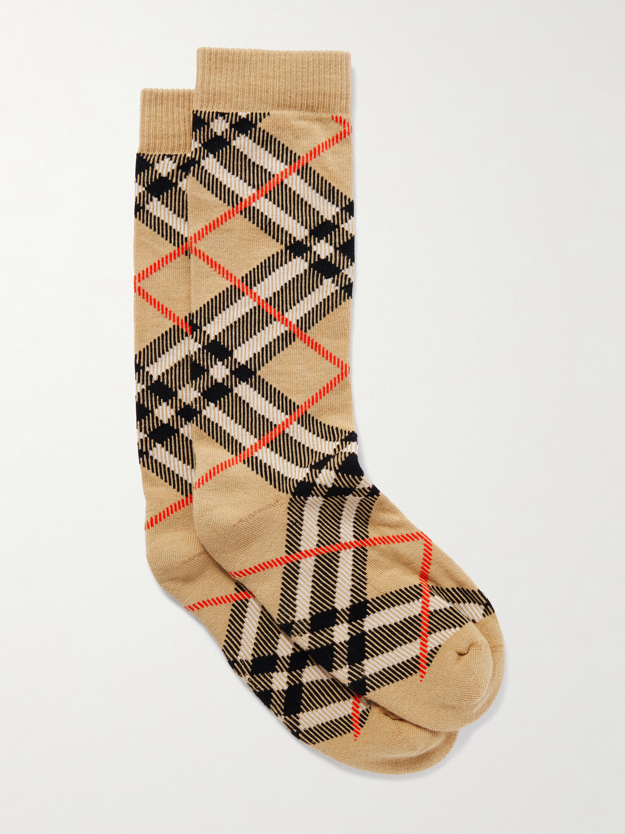 Burberry Checked Cotton-blend Socks In Multi
