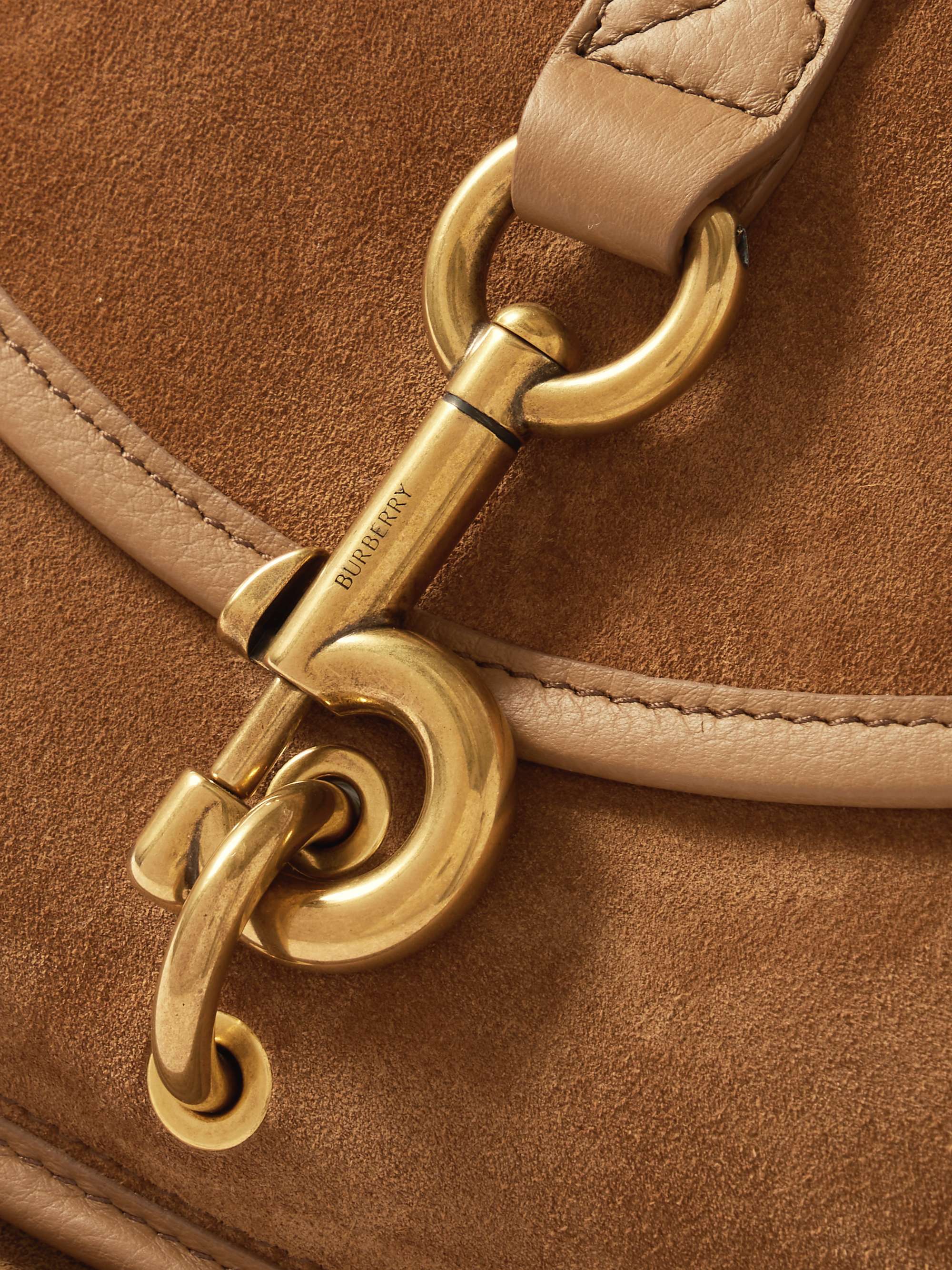 BURBERRY Small leather-trimmed suede shoulder bag | NET-A-PORTER