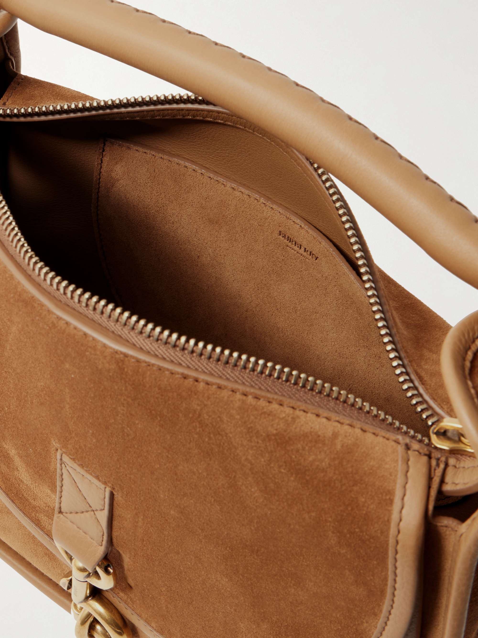 BURBERRY Small leather-trimmed suede shoulder bag | NET-A-PORTER