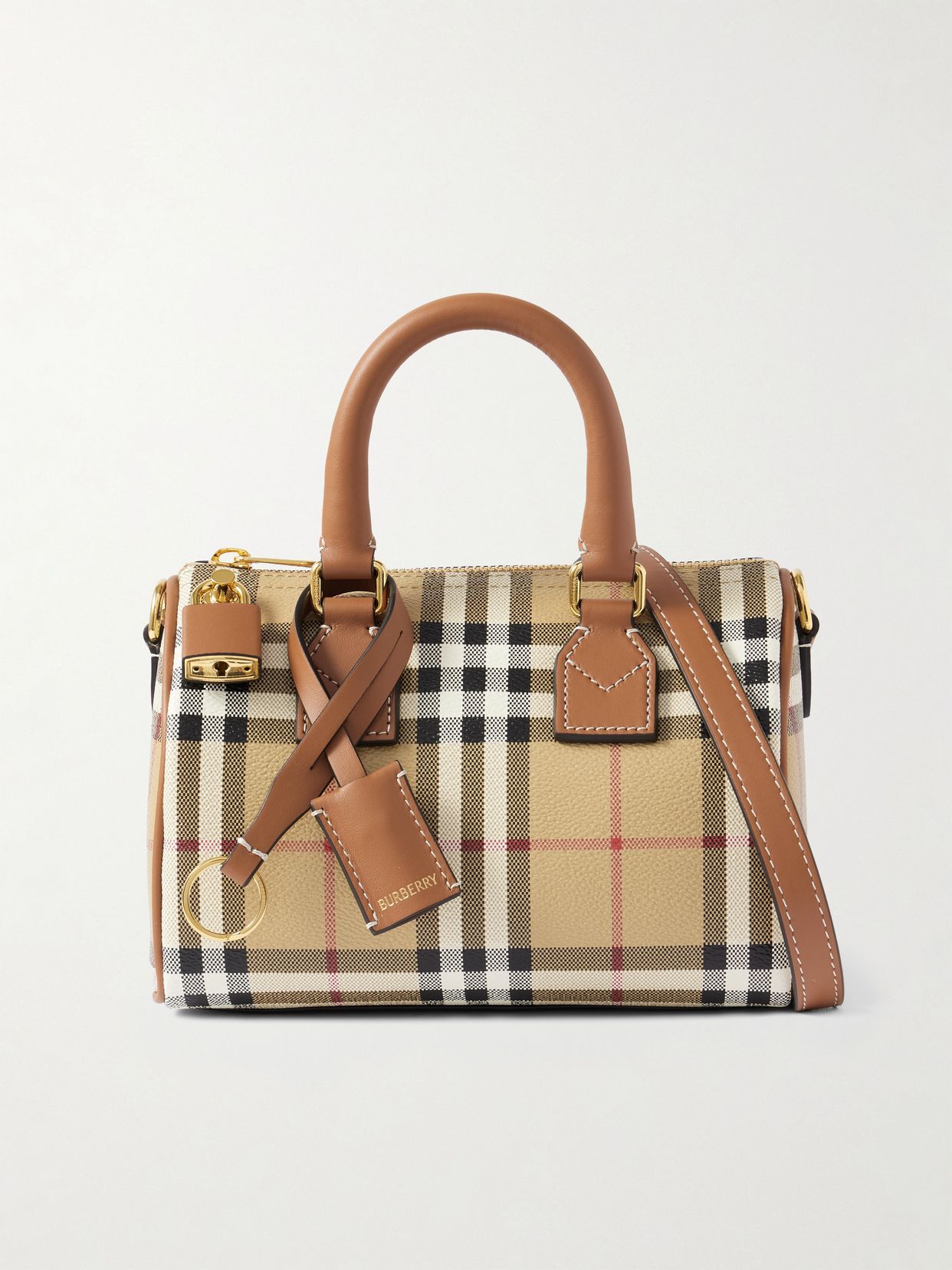 Mini Bowling leather-trimmed checked bag