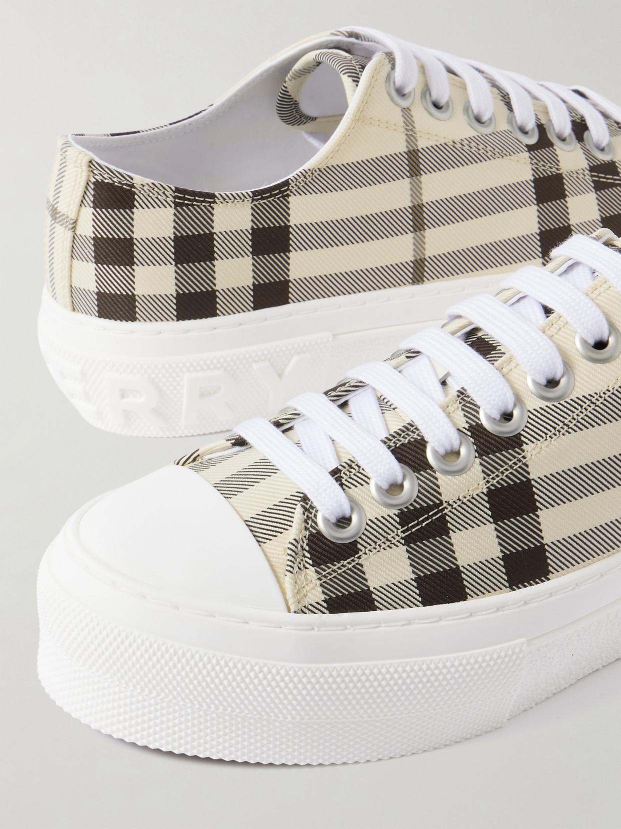 Burberry Check Embossed-logo Sneakers In Neutral