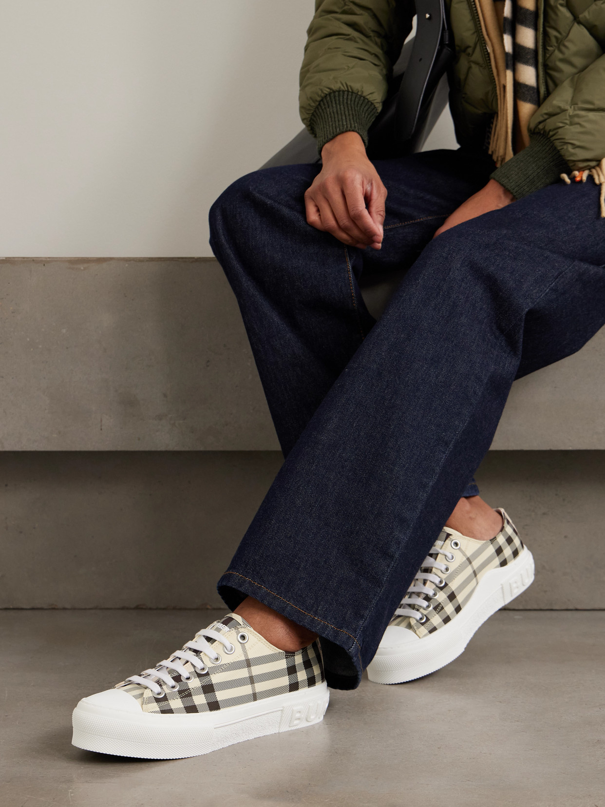 Burberry Check Embossed-logo Sneakers In Neutral