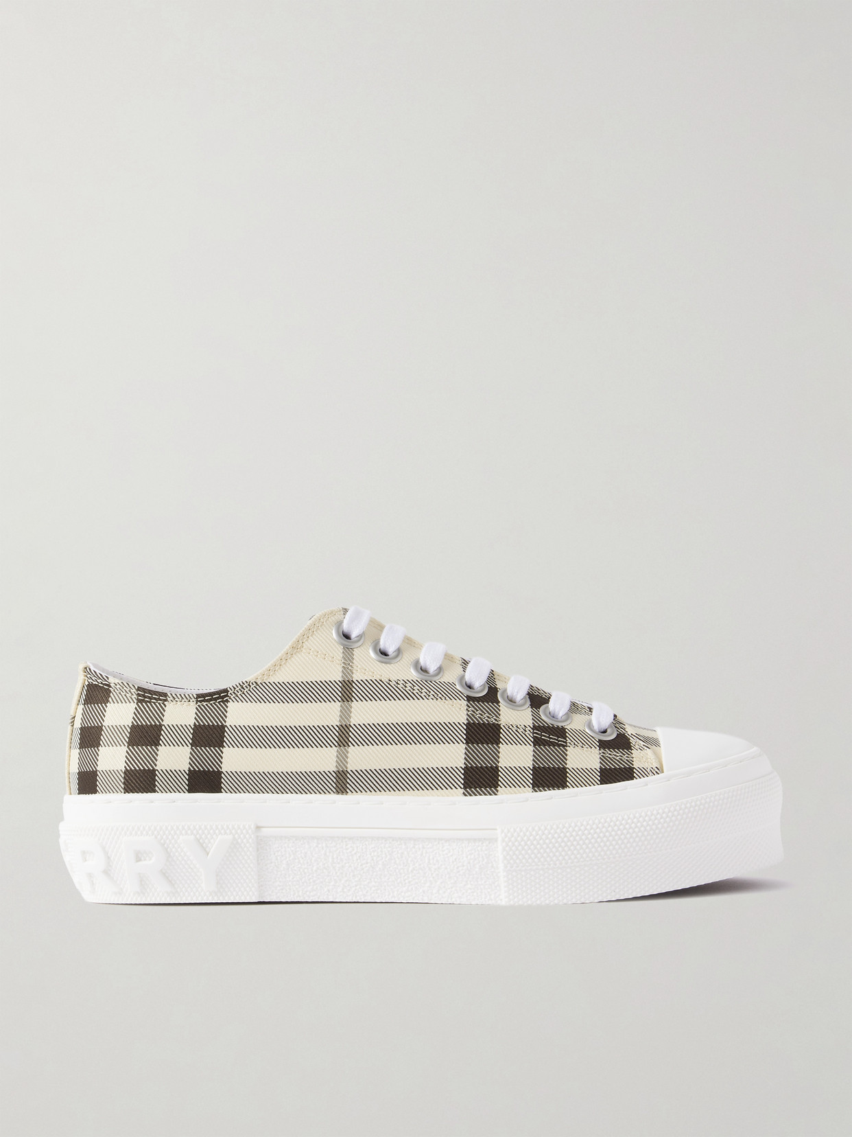 Burberry Checked Canvas Sneakers In Brown
