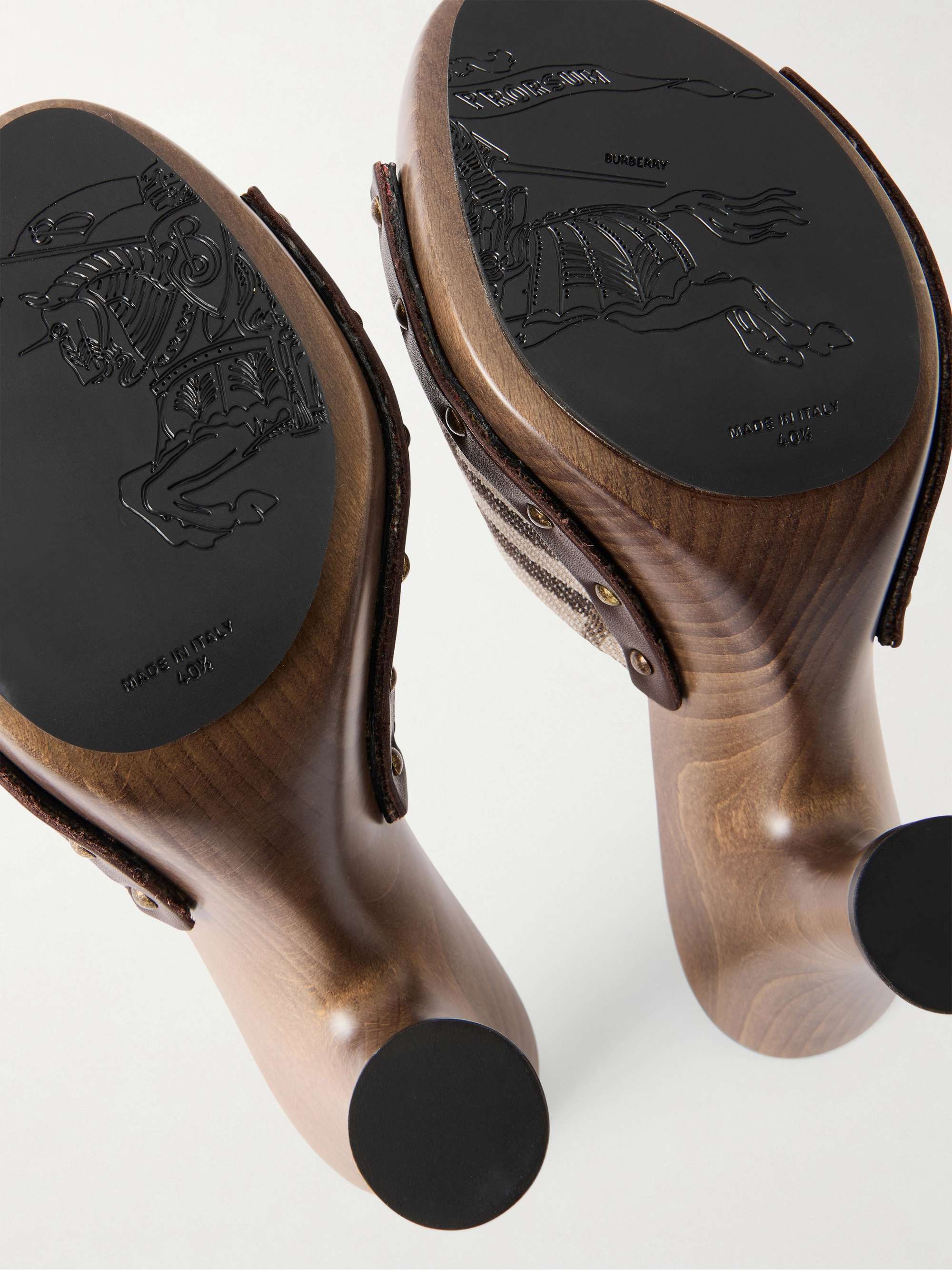 BURBERRY Le Potter embellished checked woven mules | NET-A-PORTER