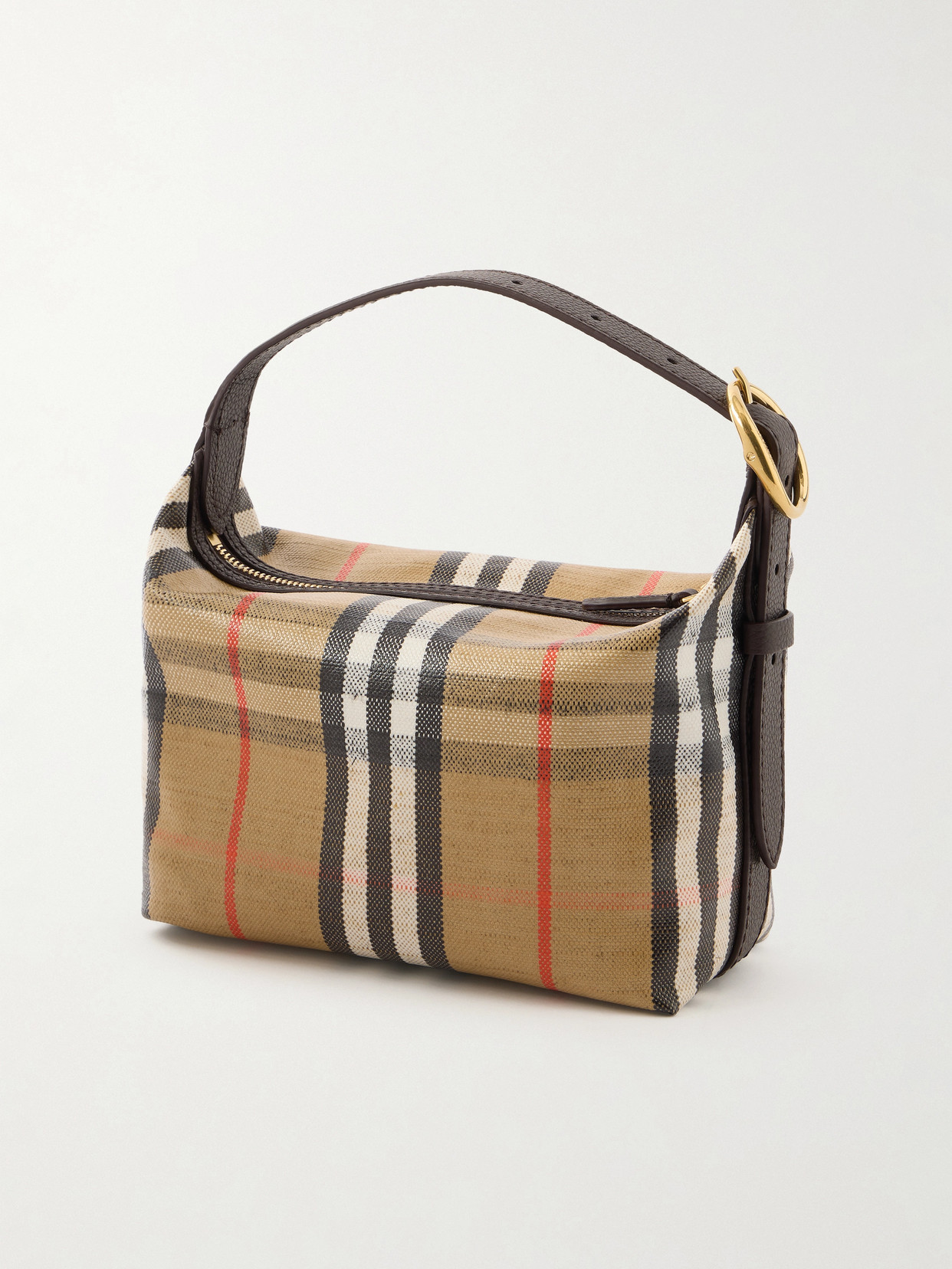 Burberry Women Coated Canvas Handbag With Check Pattern In Multi