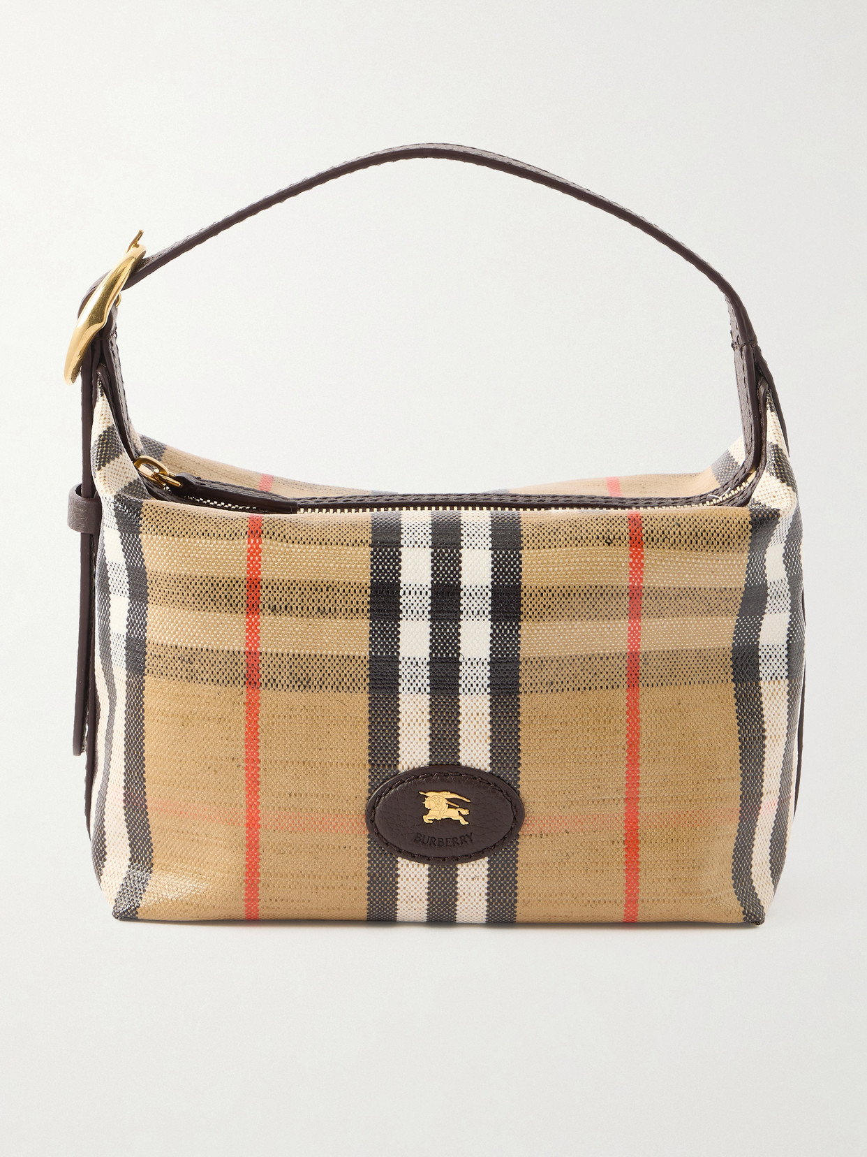Burberry Women Coated Canvas Handbag With Check Pattern In Multi