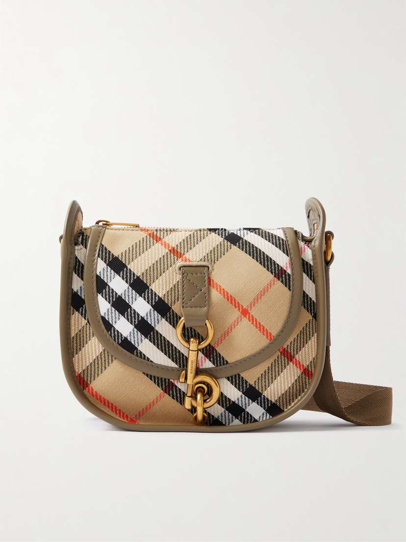 Burberry Leather-trimmed Checked Coated Canvas-jacquard Shoulder Bag