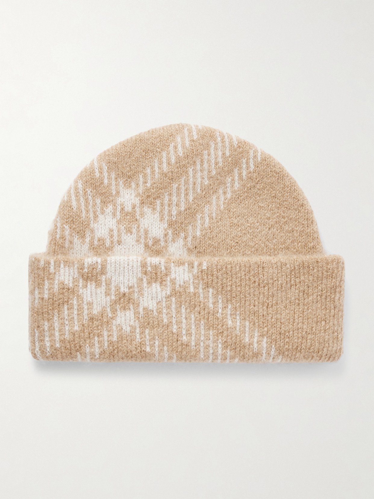Burberry Checked Mohair-blend Beanie In Neutral