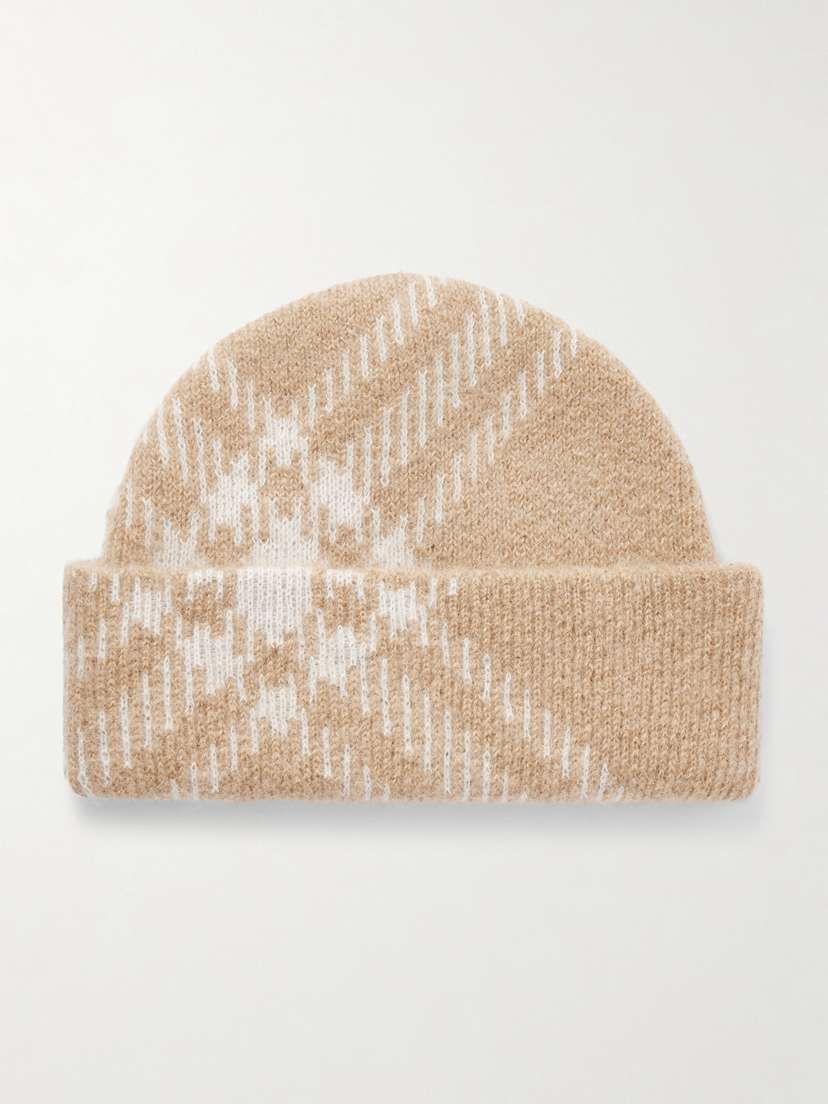 Burberry Checked Mohair-blend Beanie