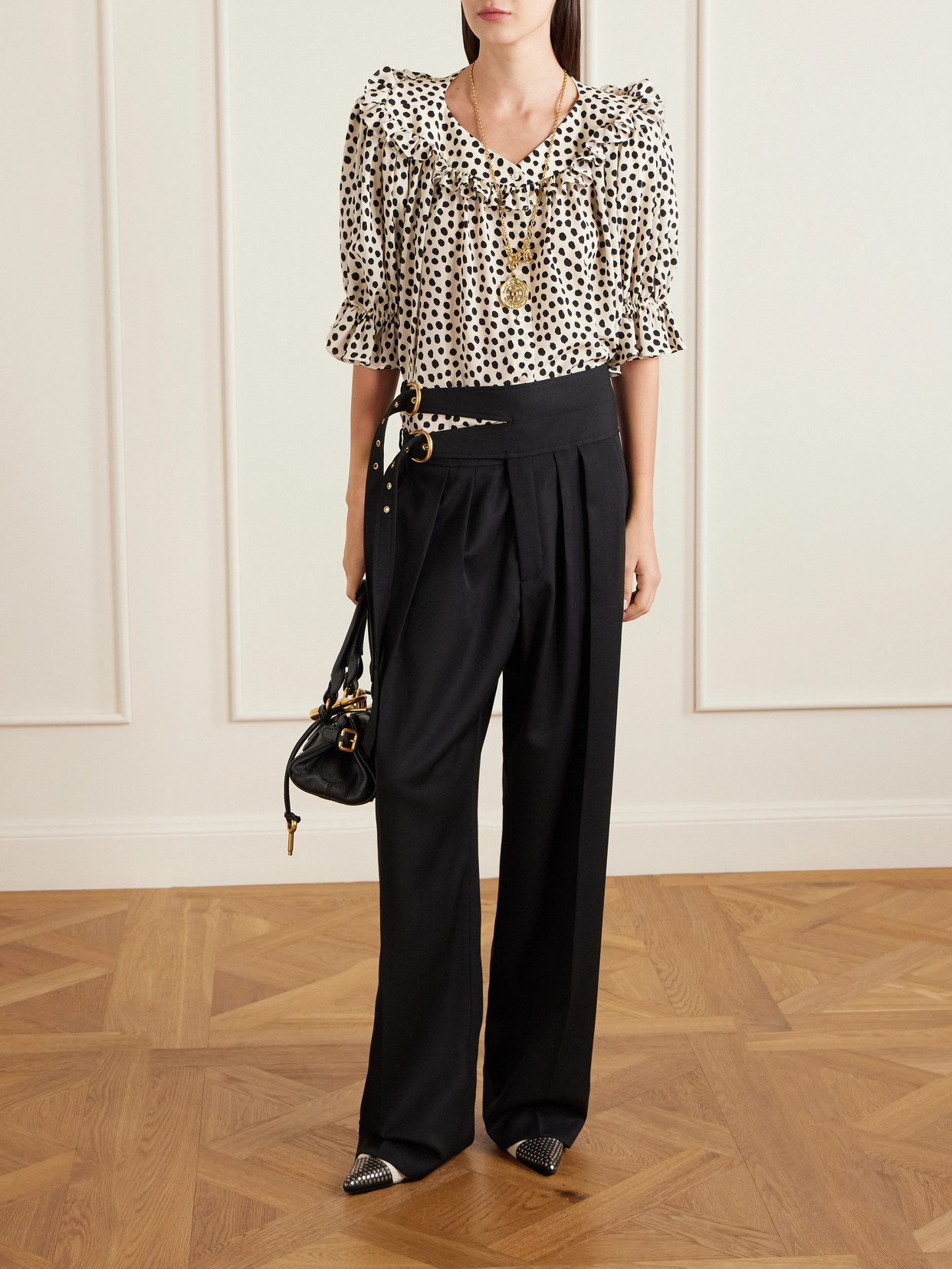Chloé - Alba Studded Perforated Slingback