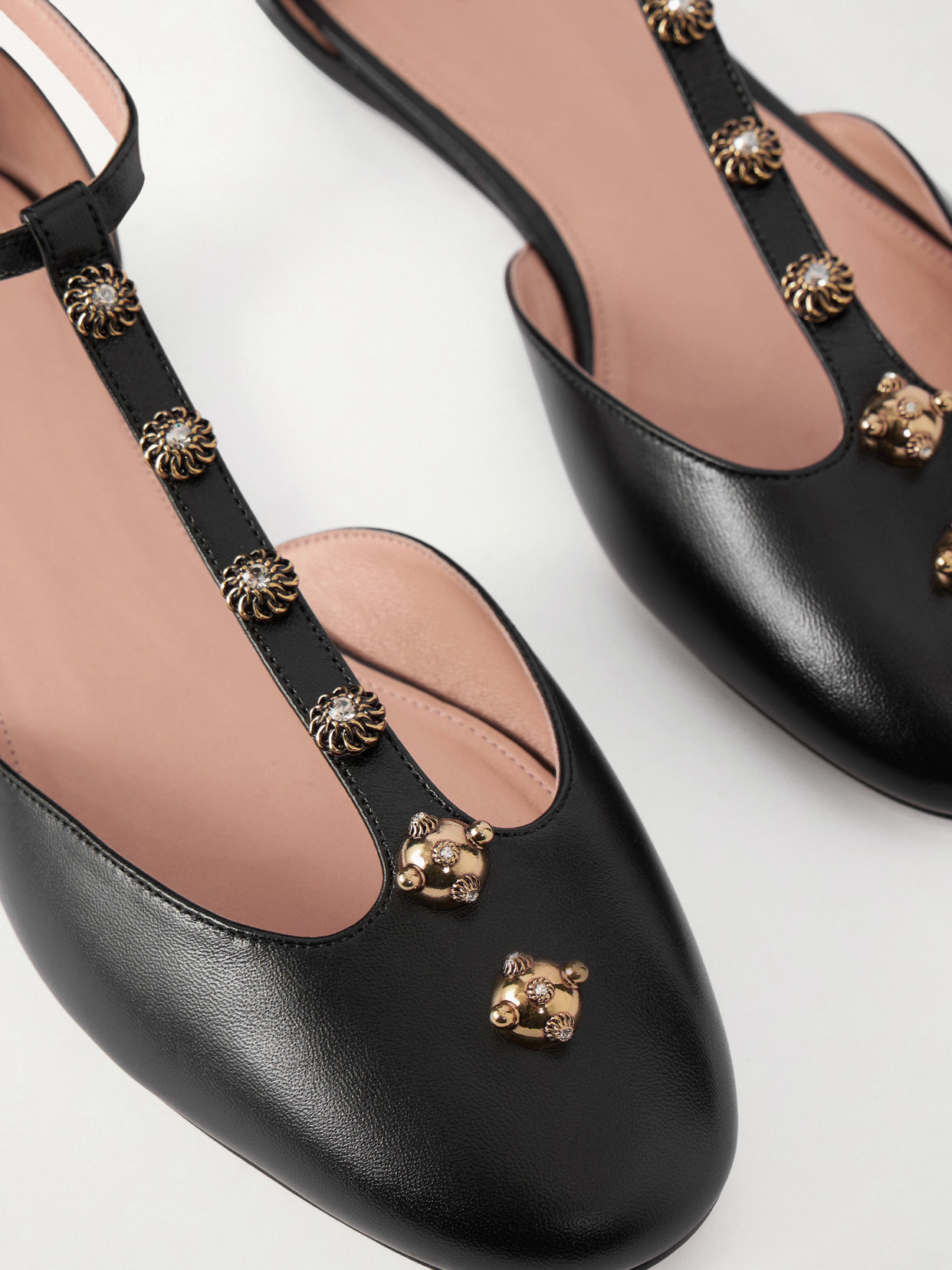Chloé Celeste Embellished Leather Ballet Flats In Black