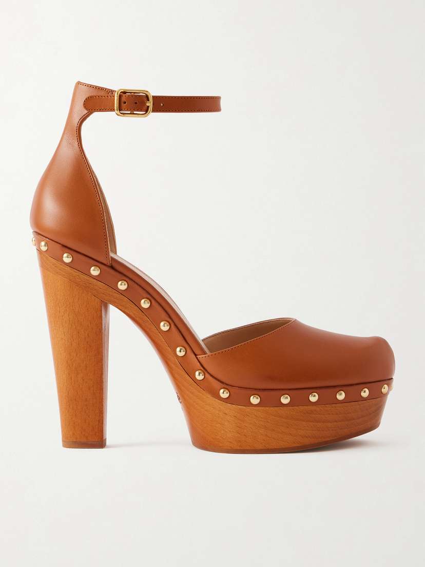 Chloé Lola Studded Leather Platform Pumps