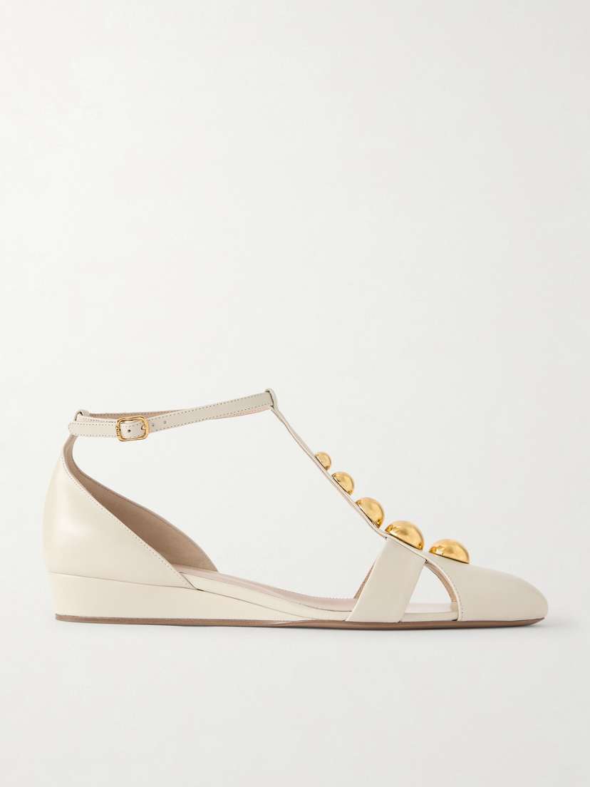 Chloé Cleia Studded Leather Wedge Sandals