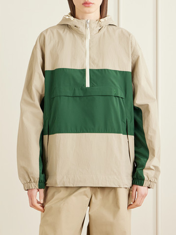 ON Hooded color-block recycled shell jacket