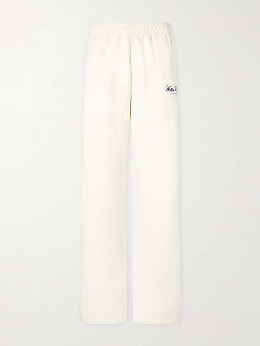 Sporty & Rich Vendome La Embroidered Cotton-fleece Track Pants