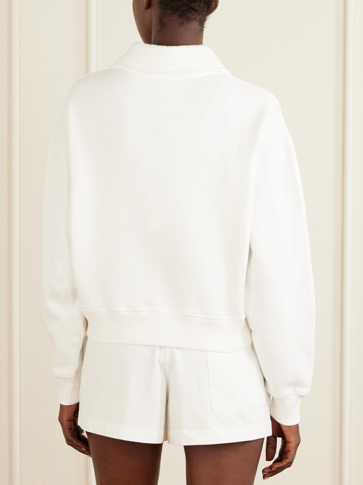 Ribbed-Detail Cotton Sweatshirt