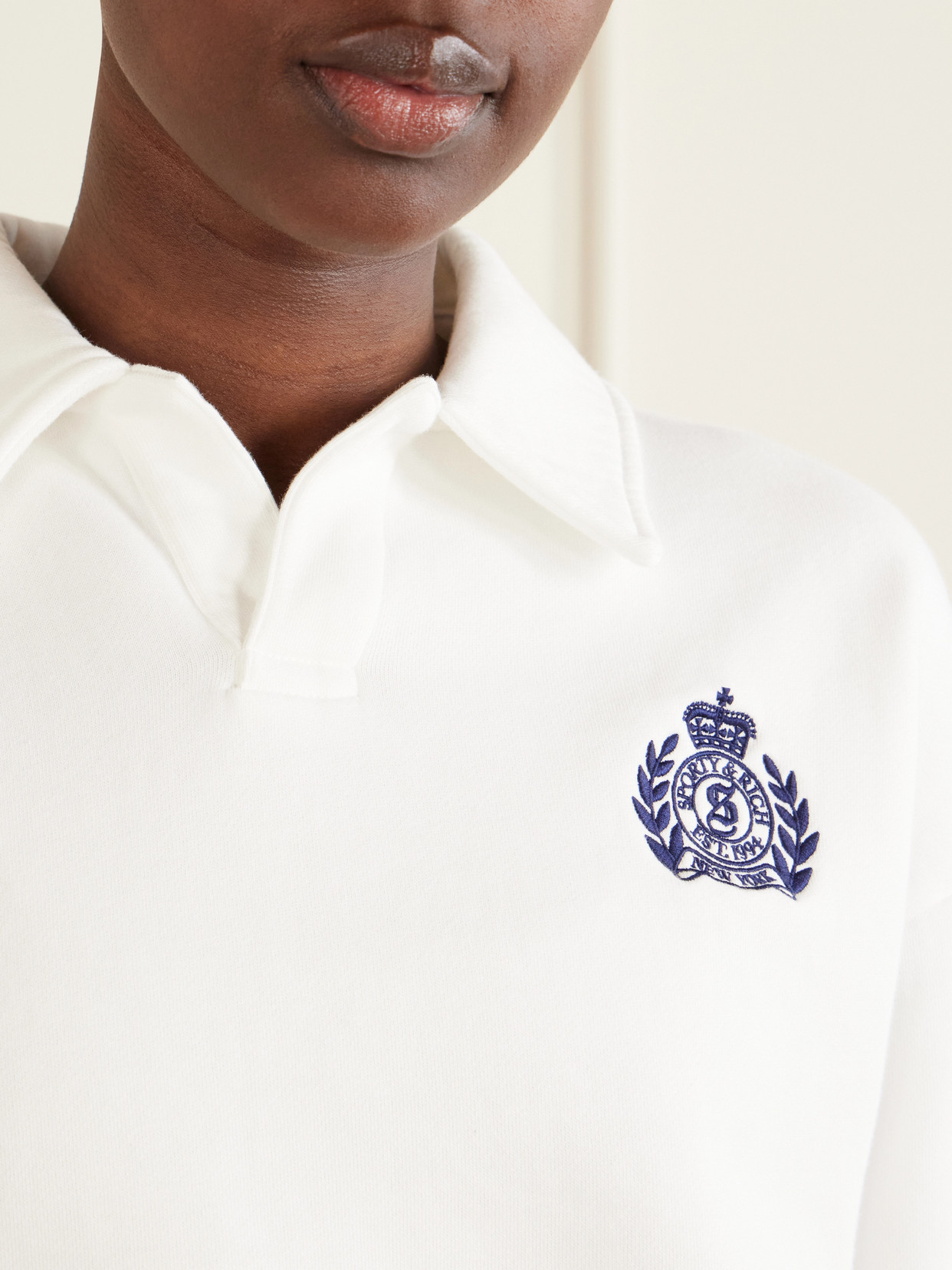 Ribbed-Detail Cotton Sweatshirt