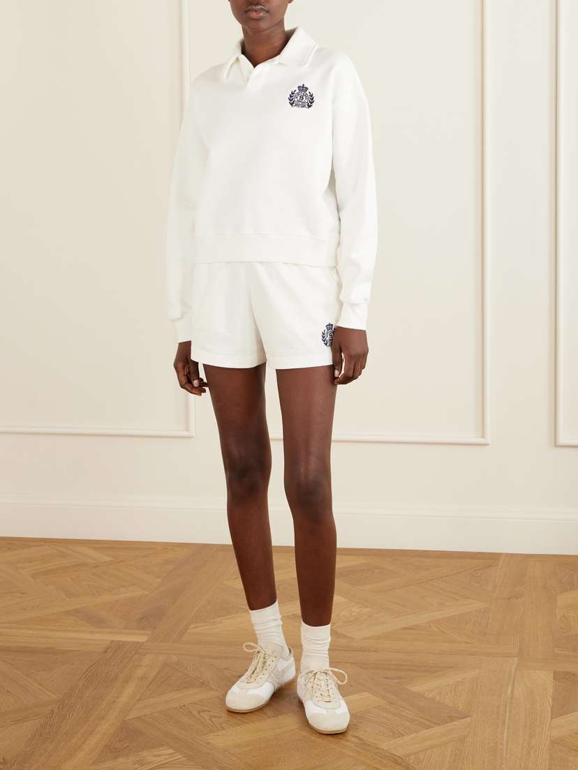 Sporty & Rich Embroidered Ribbed-detail Cotton Sweatshirt | Thumbnail 2 Sporty & Rich Embroidered Ribbed-detail Cotton Sweatshirt | Thumbnail 2